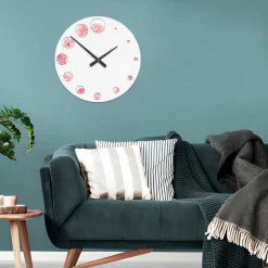 Viadurini Decor Wanduhren-Holzuhr mit Kamelienblütendruck, hergestellt in Italien – Indien