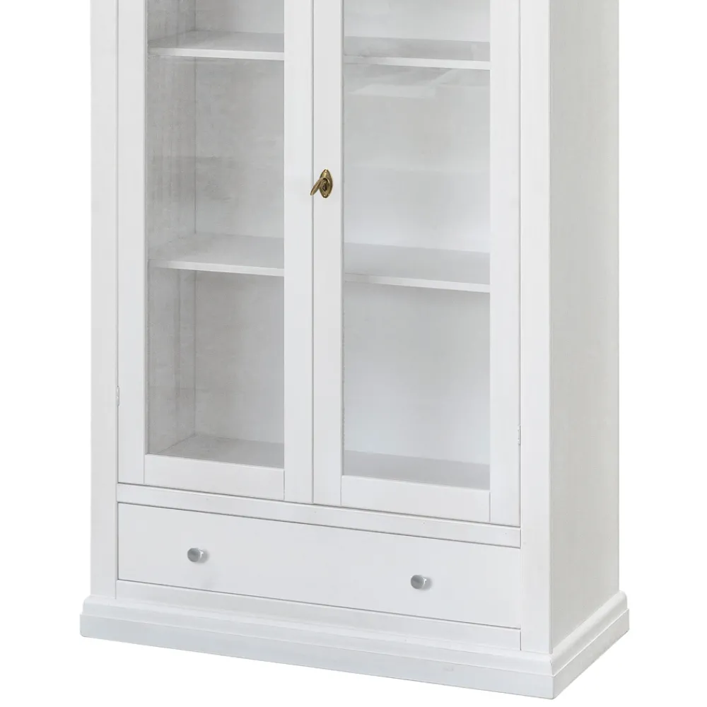 Viadurini Classic Vitrinen-Holzvitrine mit 1 Schublade, 2 Türen und 2 Regalen, hergestellt in Italien – Nanna