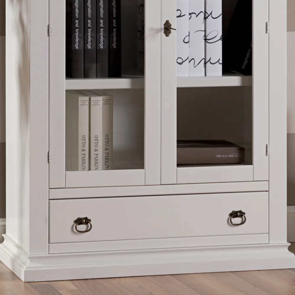 Viadurini Classic Vitrinen-Holzvitrine mit 1 Schublade, 2 Türen und 2 Regalen, hergestellt in Italien – Nanna