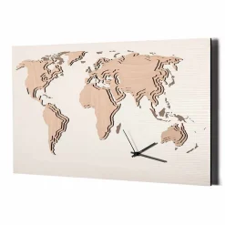 Viadurini Time Design Wanduhren-Holzwanduhr mit Weltkartendekoration Made in Italy - Mappo