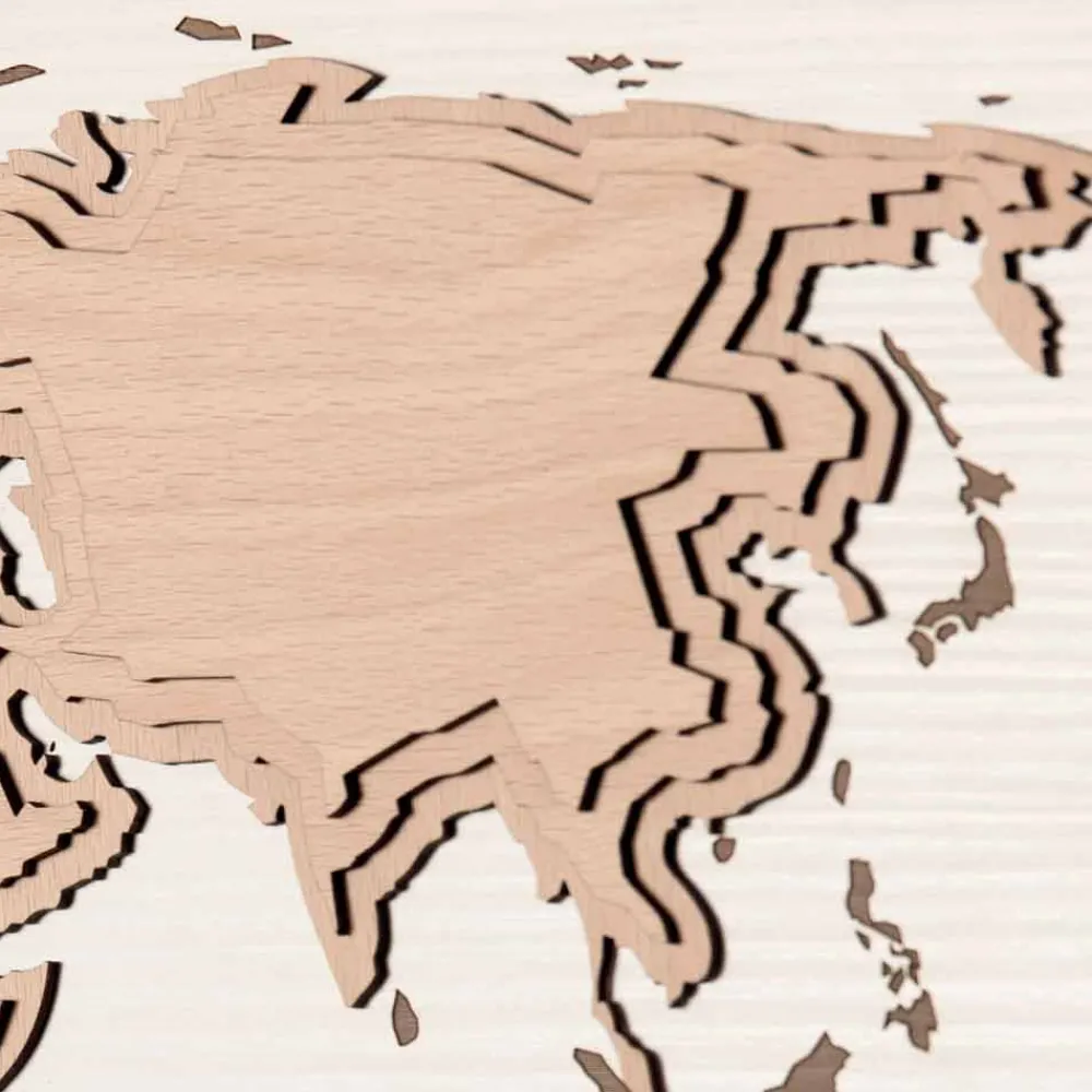 Viadurini Time Design Wanduhren-Holzwanduhr mit Weltkartendekoration Made in Italy - Mappo