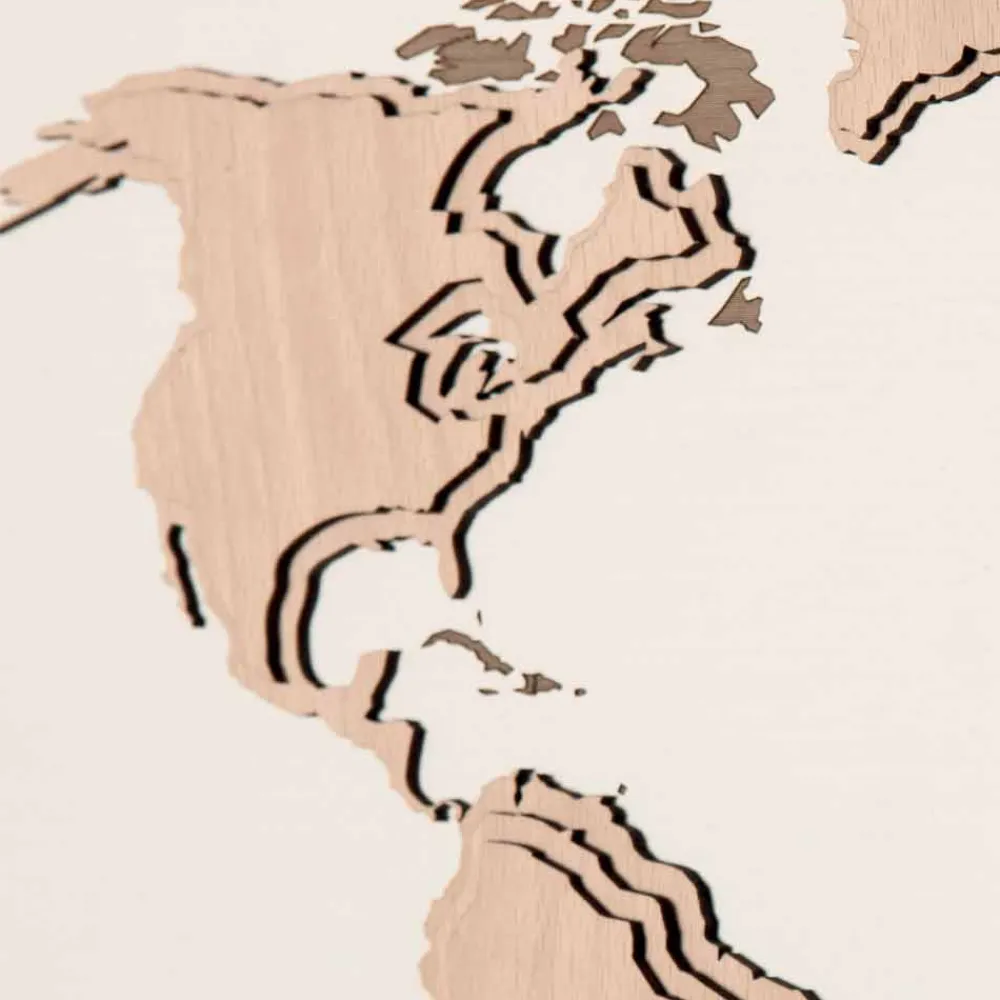 Viadurini Time Design Wanduhren-Holzwanduhr mit Weltkartendekoration Made in Italy - Mappo