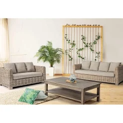 Viadurini in the Garden Gartensofas-Homemotion - Ceara 3-Sitzer Design Outdoor Sofa in Holz und Rattan