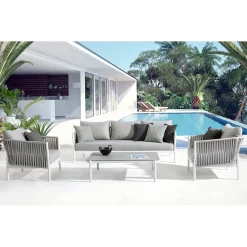 Viadurini in the Garden Gartensofas-Homemotion - Rubio 3-Sitzer Outdoor Design Sofa in Weiß und Grau