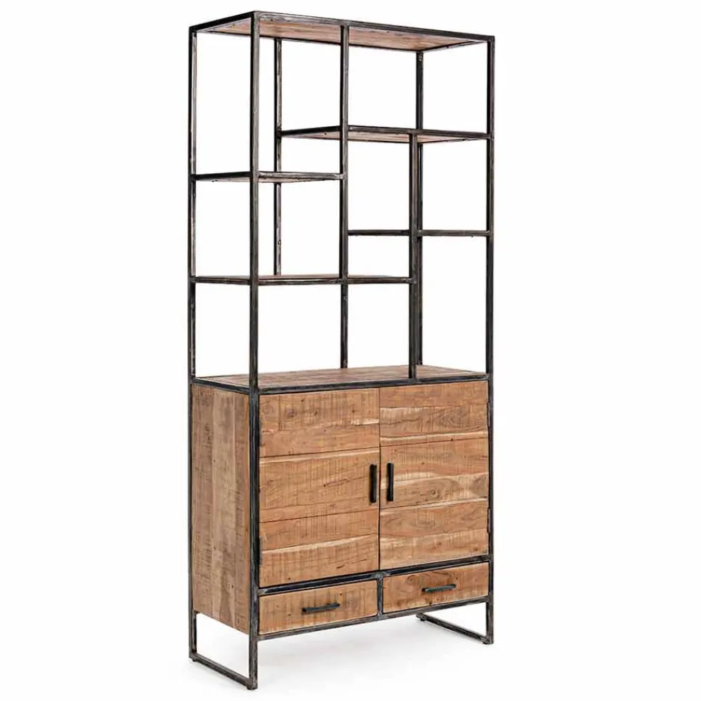 Viadurini Living Moderne Design Bücherregale-Homemotion Boden Bücherregal aus lackiertem Stahl mit Holzregalen - Zompo