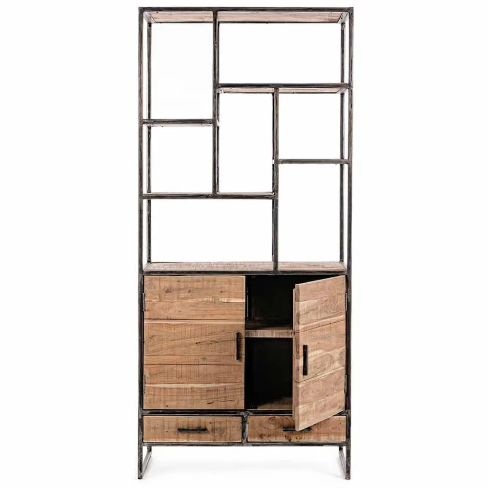 Viadurini Living Moderne Design Bücherregale-Homemotion Boden Bücherregal aus lackiertem Stahl mit Holzregalen - Zompo