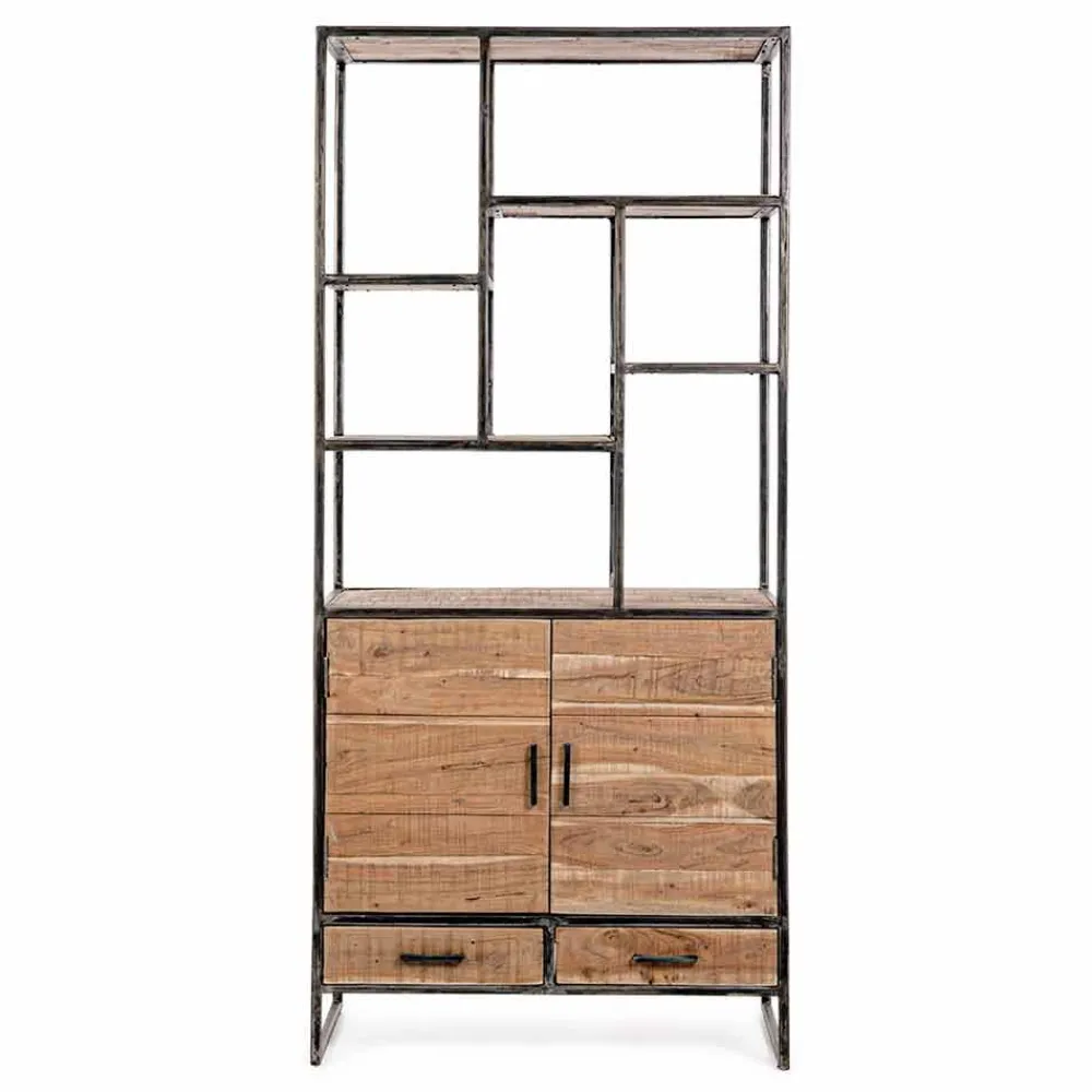 Viadurini Living Moderne Design Bücherregale-Homemotion Boden Bücherregal aus lackiertem Stahl mit Holzregalen - Zompo