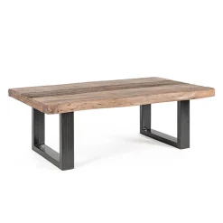 Viadurini Living Moderne Couchtische-Homemotion Couchtisch aus Stahl und Tischplatte aus Akazienholz - Zalma