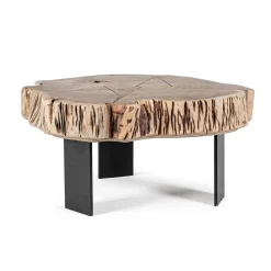 Viadurini Living Moderne Couchtische-Homemotion Couchtisch aus Stahl und natürlichem Akazienholz - Camala