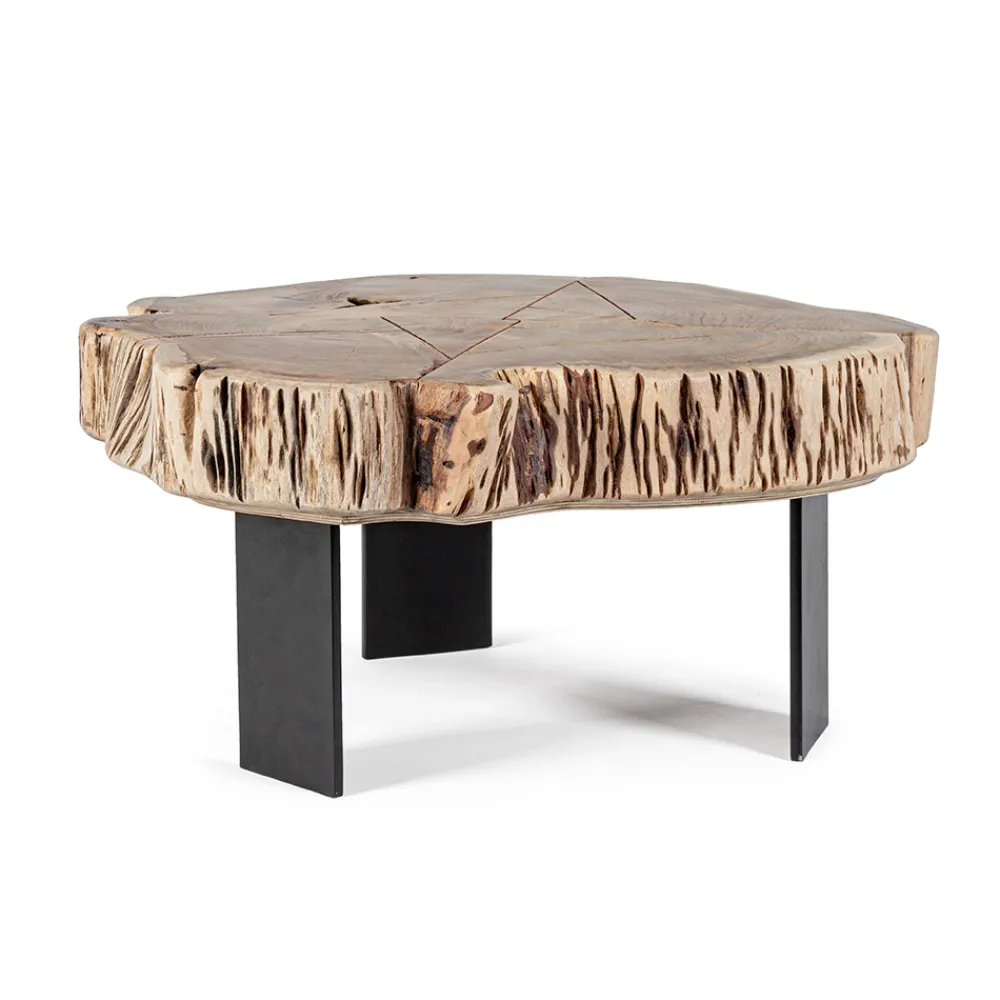 Viadurini Living Moderne Couchtische-Homemotion Couchtisch aus Stahl und natürlichem Akazienholz - Camala