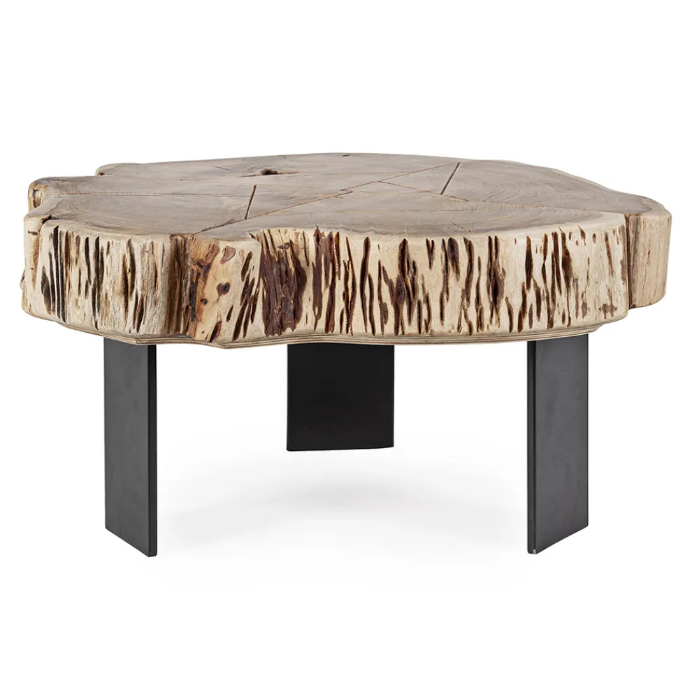 Viadurini Living Moderne Couchtische-Homemotion Couchtisch aus Stahl und natürlichem Akazienholz - Camala