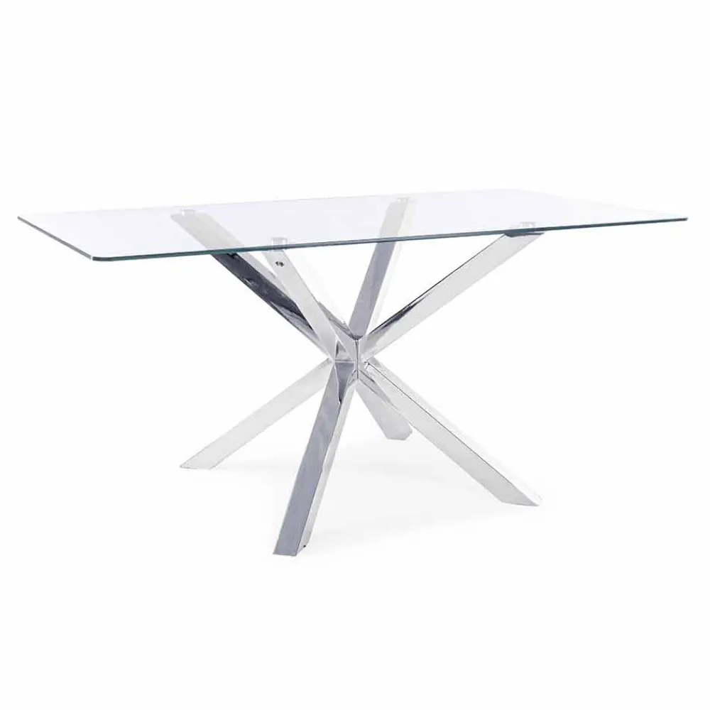 Viadurini Living Esstische-Homemotion Esstisch mit gehärteter Glasplatte - Denda