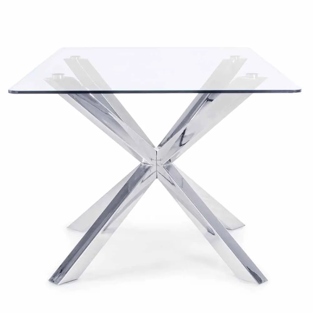 Viadurini Living Esstische-Homemotion Esstisch mit gehärteter Glasplatte - Denda