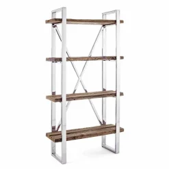 Viadurini Living Moderne Design Bücherregale-Homemotion Modern Floor Bücherregal aus verchromtem Stahl und Holz - Lisotta