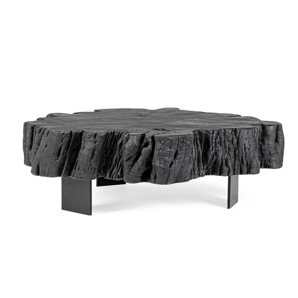 Viadurini Living Moderne Couchtische-Homemotion Schwarzer Couchtisch aus Stahl und natürlichem Akazienholz - Camala