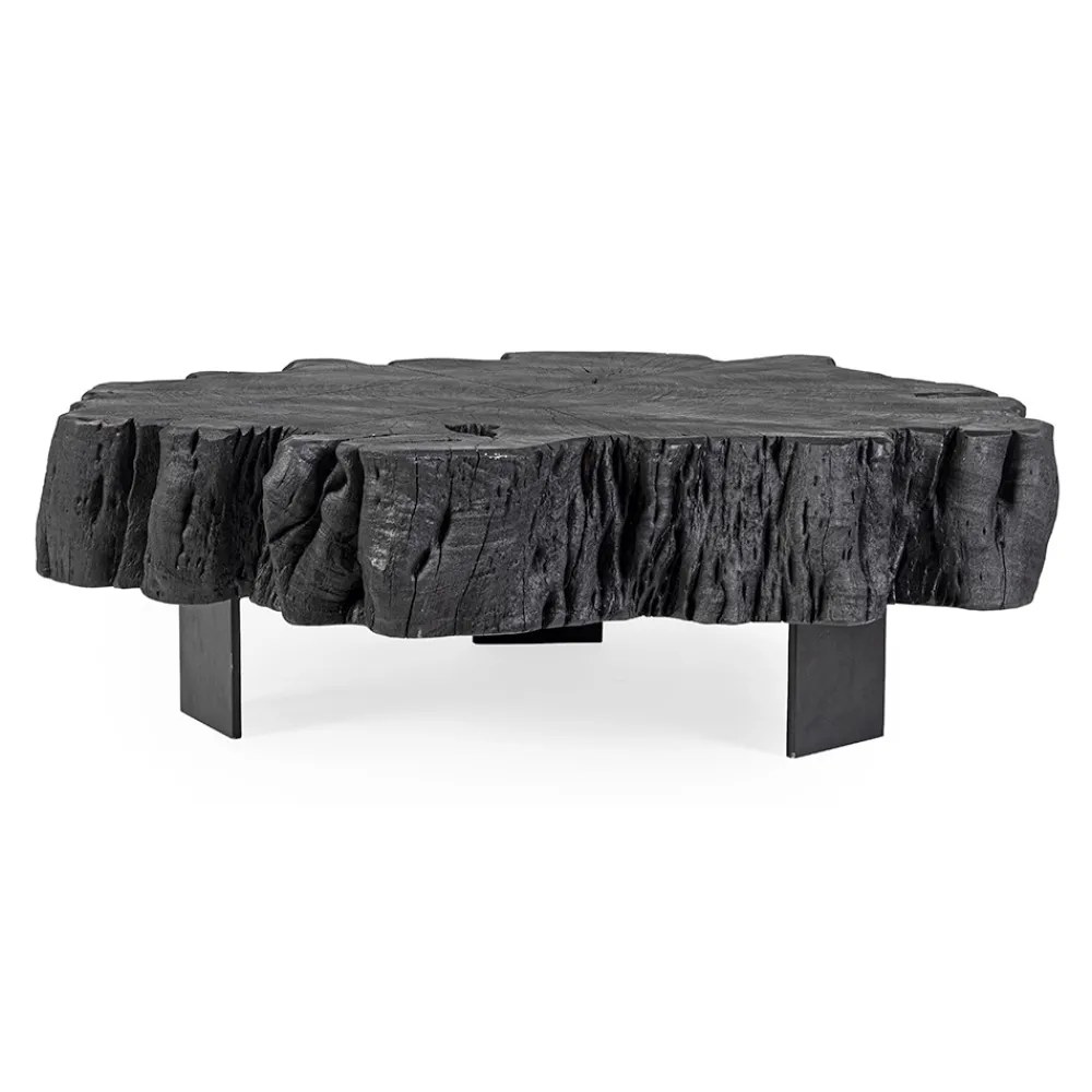 Viadurini Living Moderne Couchtische-Homemotion Schwarzer Couchtisch aus Stahl und natürlichem Akazienholz - Camala