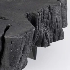 Viadurini Living Moderne Couchtische-Homemotion Schwarzer Couchtisch aus Stahl und natürlichem Akazienholz - Camala