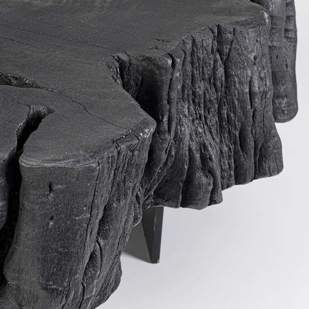 Viadurini Living Moderne Couchtische-Homemotion Schwarzer Couchtisch aus Stahl und natürlichem Akazienholz - Camala