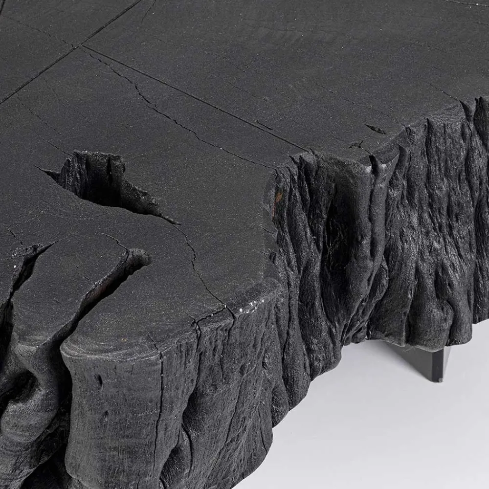 Viadurini Living Moderne Couchtische-Homemotion Schwarzer Couchtisch aus Stahl und natürlichem Akazienholz - Camala