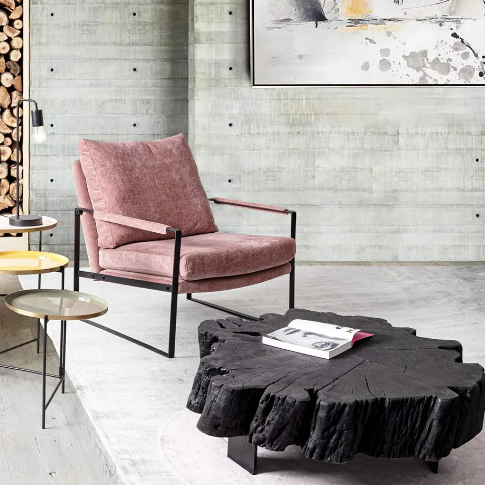 Viadurini Living Moderne Couchtische-Homemotion Schwarzer Couchtisch aus Stahl und natürlichem Akazienholz - Camala