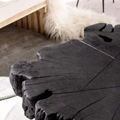 Viadurini Living Moderne Couchtische-Homemotion Schwarzer Couchtisch aus Stahl und natürlichem Akazienholz - Camala