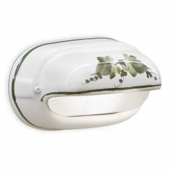 Ferroluce Garten-Wandlampen-Horizontale Außenwandleuchte aus handbemalter Keramik Efeu - Brindisi