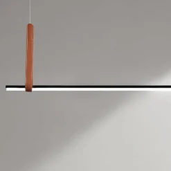 Viadurini Lighting Moderne Pendelleuchten-Horizontale Hängelampe aus Metall und Details aus Kunstleder – Zypresse
