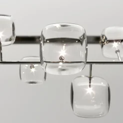 Viadurini Lighting Design Kronleuchter-Horizontaler Kronleuchter aus Metall und transparentem Pyrexglas - Iperspazio