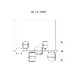 Viadurini Lighting Design Kronleuchter-Horizontaler Kronleuchter aus Metall und transparentem Pyrexglas - Iperspazio