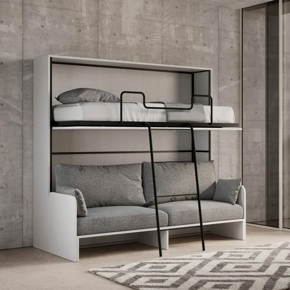 Viadurini Night Design Klappbett-Horizontales Klapp-Etagenbett mit Sofa Made in Italy – Collaborative