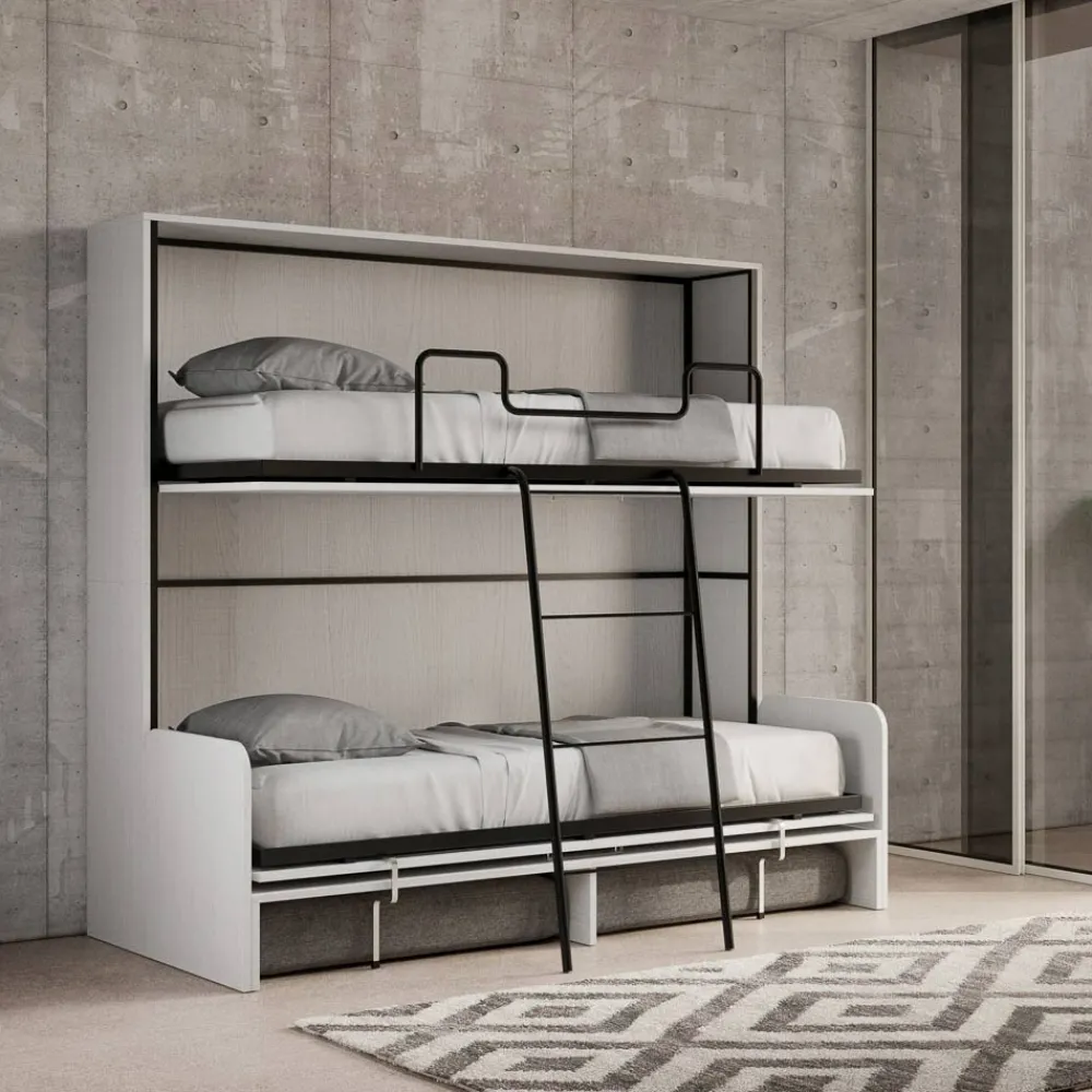 Viadurini Night Design Klappbett-Horizontales Klapp-Etagenbett mit Sofa Made in Italy – Collaborative