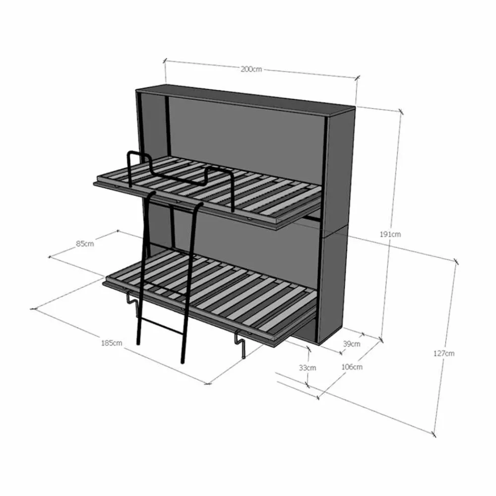 Viadurini Night Design Klappbett-Horizontales Klapp-Etagenbett mit Sofa Made in Italy – Collaborative
