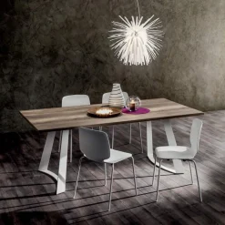 Viadurini Living Esstische-Hpl Küchentisch mit Edelmetall Made in Italy Metallbasis - Pinocchio