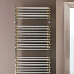 Scirocco H Handtuchheizkörper Wasser-Hydraulischer Handtuchwärmer aus Stahl, Chrom und Gold, Made in Italy - Laura