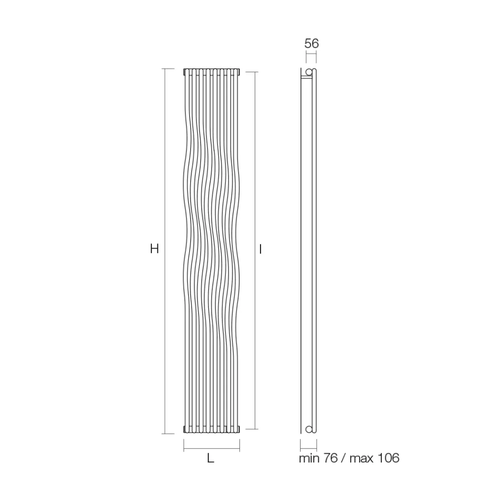 Viadurini Radiators Heizkörper Hydraulisch-Hydraulischer Heizkörper mit gebogenen vertikalen Elementen, hergestellt in Italien – Ribes