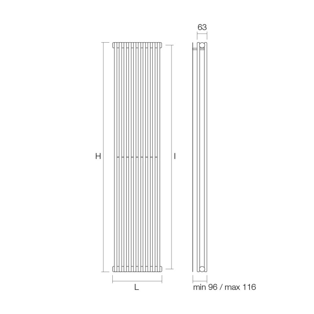 Viadurini Radiators Heizkörper Hydraulisch-Hydraulischer Heizkörper mit doppelter Reihe vertikaler Elemente, hergestellt in Italien – Pasticcio