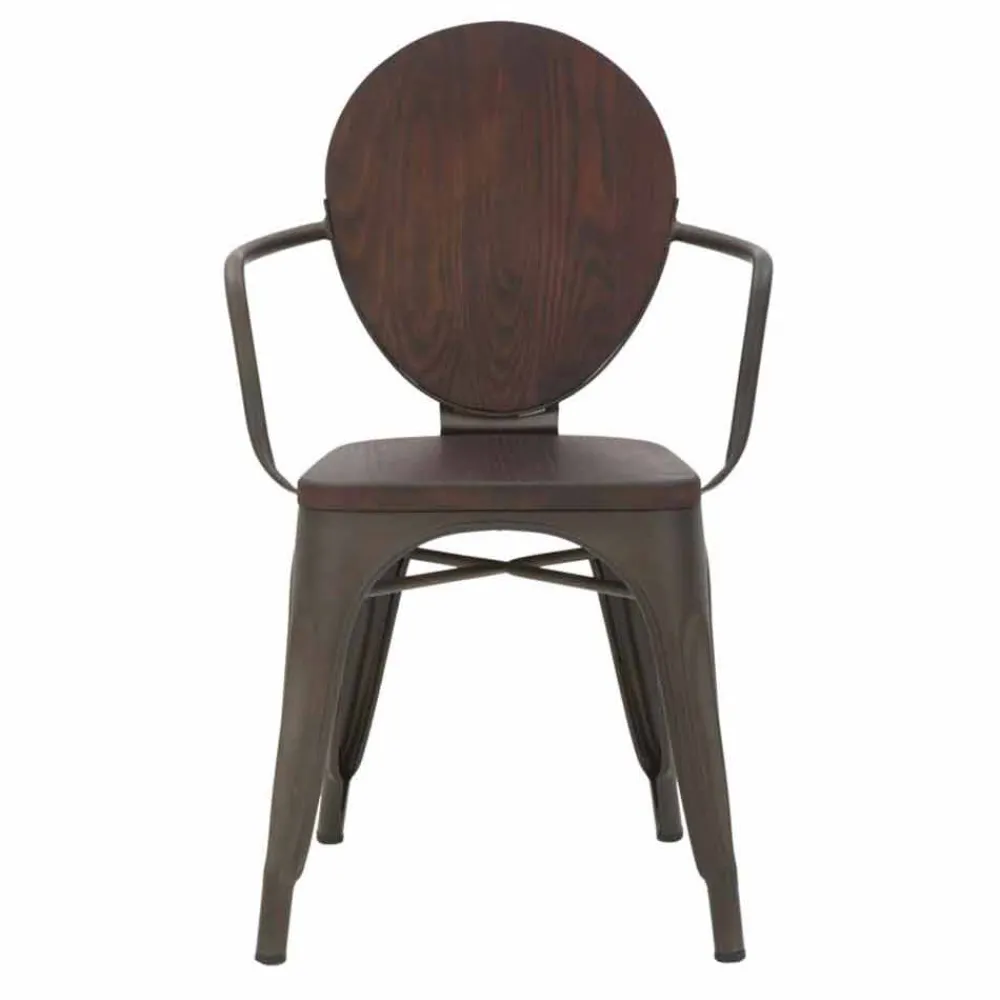 Viadurini Living Design Stühle-Industriedesign Stuhl Holzsitz und Eisengestell, 2 Stück - Delia