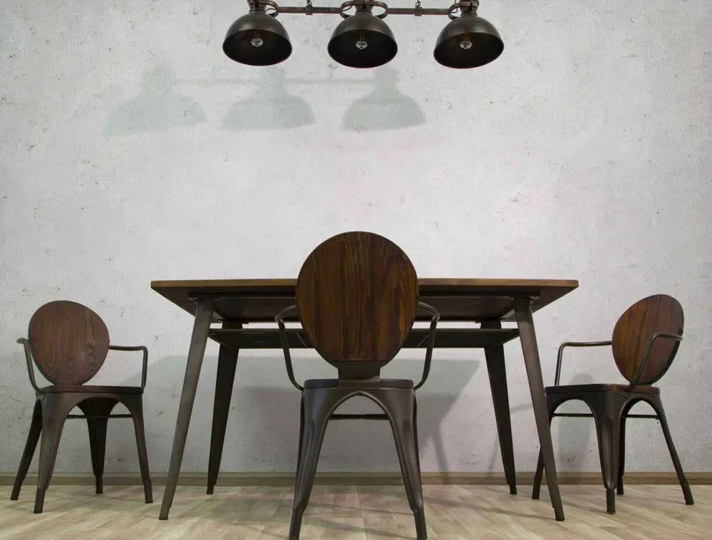 Viadurini Living Design Stühle-Industriedesign Stuhl Holzsitz und Eisengestell, 2 Stück - Delia