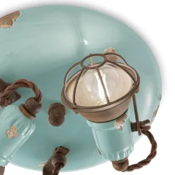 Ferroluce Deckenleuchte Industrial-Industrielle Deckenleuchte 3 Strahler aus Eisen und handgefertigter Keramik - Loft