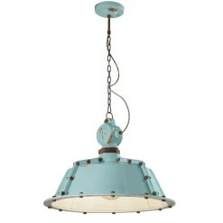 Ferroluce Pendelleuchte Industrial-Industrielle handwerkliche Hängelampe aus Eisen und Keramik - Industriell