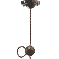 Ferroluce Pendelleuchte Industrial-Industrielle handwerkliche Pendelleuchte aus Eisen und Keramik - Vintage