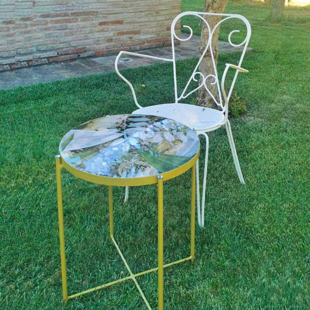 Viadurini Design Moderne Couchtische-Innen- oder Außen-Couchtisch mit Metallstruktur Made in Italy - Carim