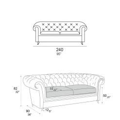 Viadurini Living Moderne Sofas-Innensofa mit Holzfüßen und Metallrädern Made in Italy - Giocoso