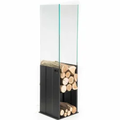 Viadurini Fire Design Kaminholzständer Aus Eisen Und Stahl-Interner Brennholzhalter Moderne aus Stahl und Glas Made in Italy - Mistral