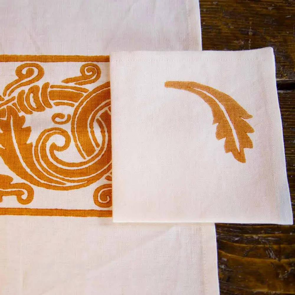 Viadurini by Marchi 1633 Tischdecken-Italienischer Hndgefertigtes Frühstücksservierset Handabdruck auf alten Stoffen