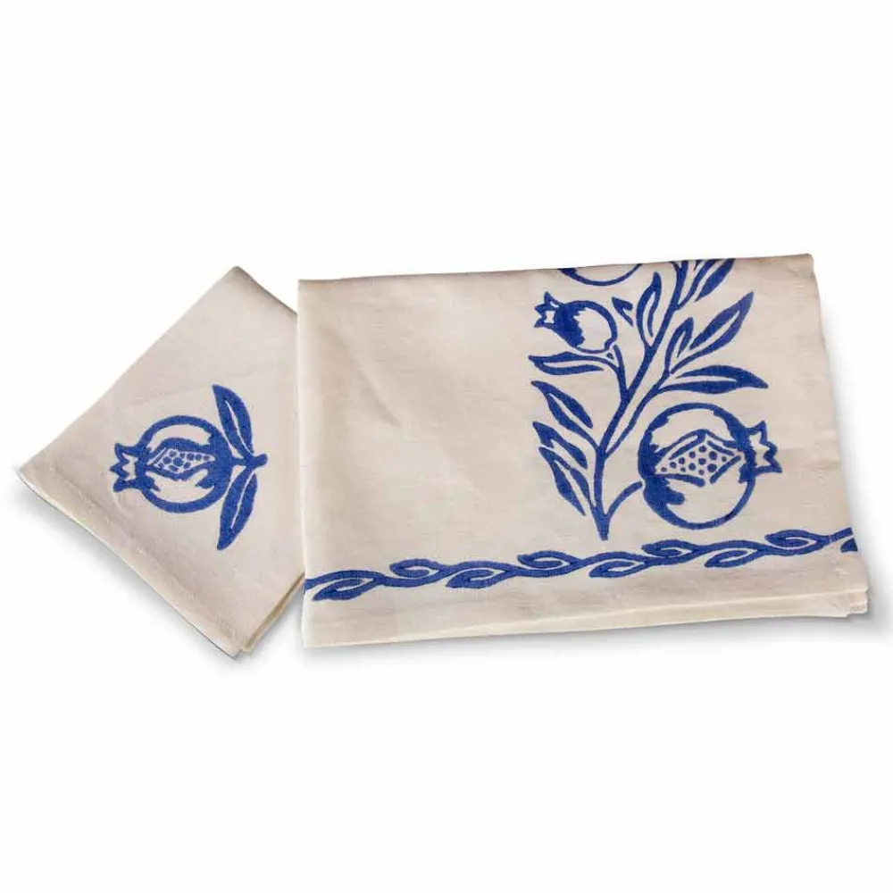 Viadurini by Marchi 1633 Tischdecken-Italienischer Hndgefertigtes Frühstücksservierset Handabdruck auf alten Stoffen