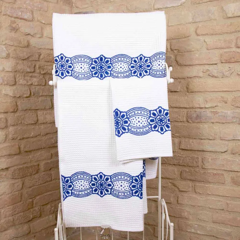 Viadurini by Marchi 1633 Handtücher-Italienisches handgefertigtes Handtuch mit handgefertigtem Druck aus Baumwolle - Viadurini von Marchi