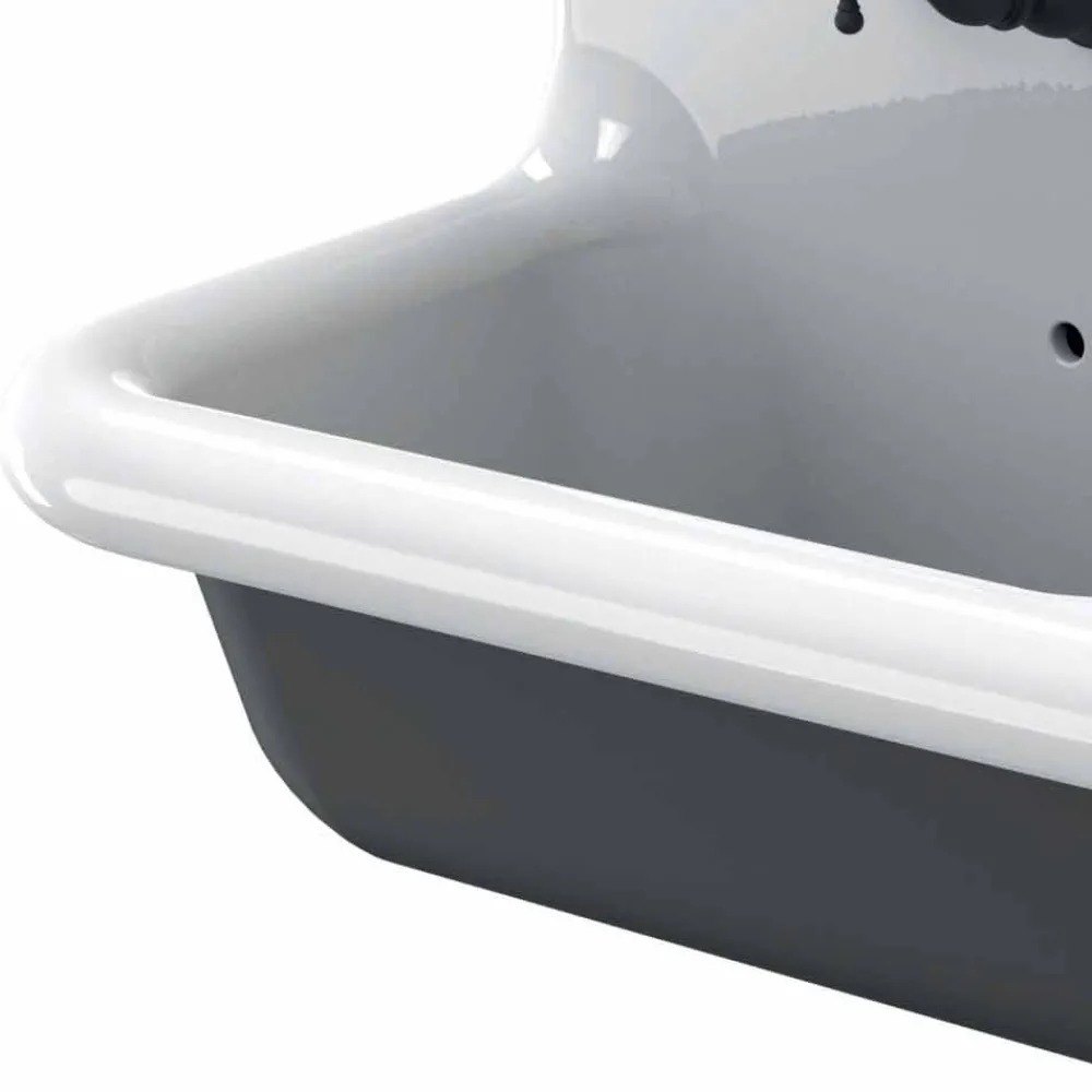 Viadurini Bathroom Vintage Waschbecken|Farbige Waschbecken-Jack Vintage Doppelwaschbecken aus Keramik an der Wand