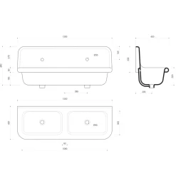 Viadurini Bathroom Vintage Waschbecken|Farbige Waschbecken-Jack Vintage Doppelwaschbecken aus Keramik an der Wand