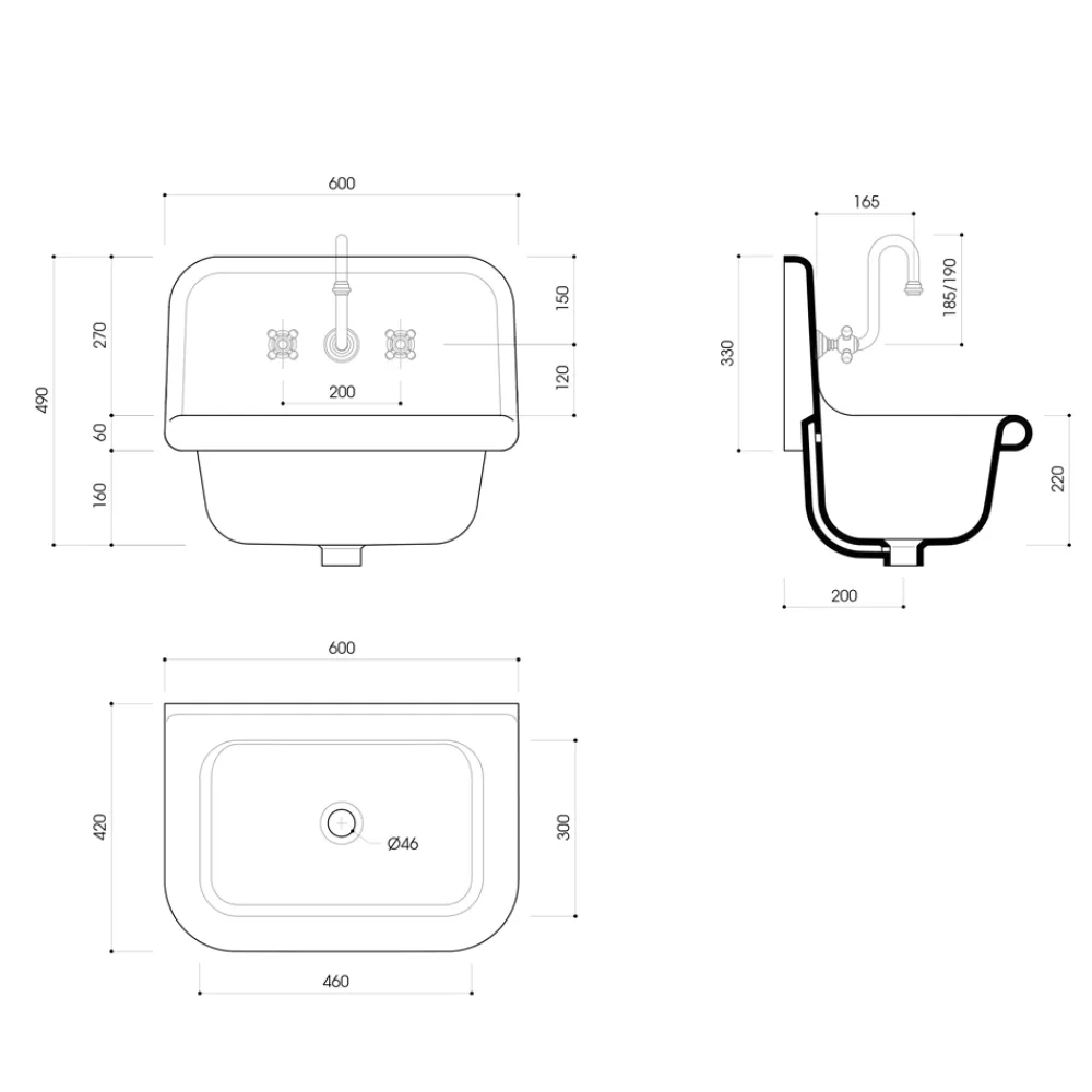 Viadurini Bathroom Vintage Waschbecken|Farbige Waschbecken-Jacob Vintage rechteckige Wand zweifarbige Keramik Waschbecken